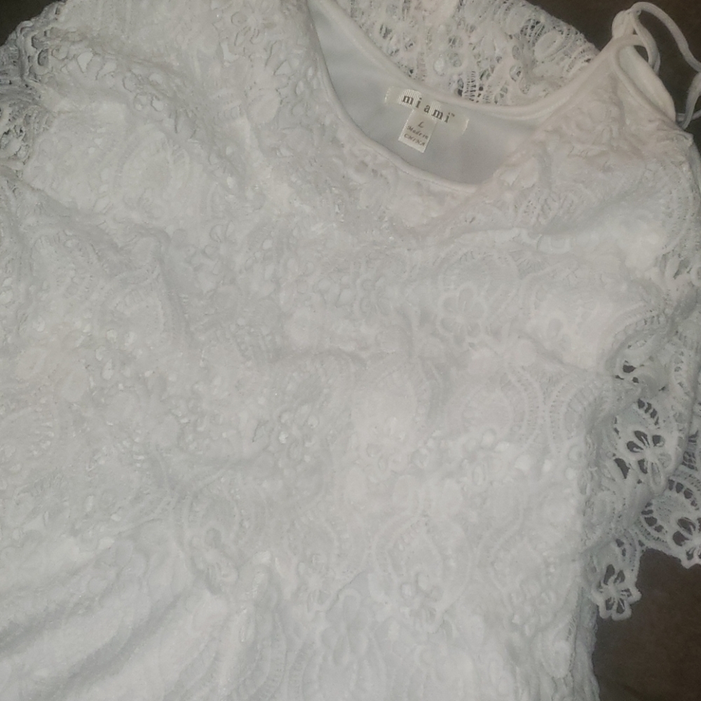 Miami L White Lace Romper